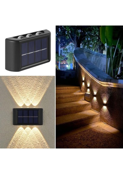 Hobibahçem®6 Ledli Solar Güneş Enerjili Aplik Led, Dekoratif Duvar Gün Işığı LED