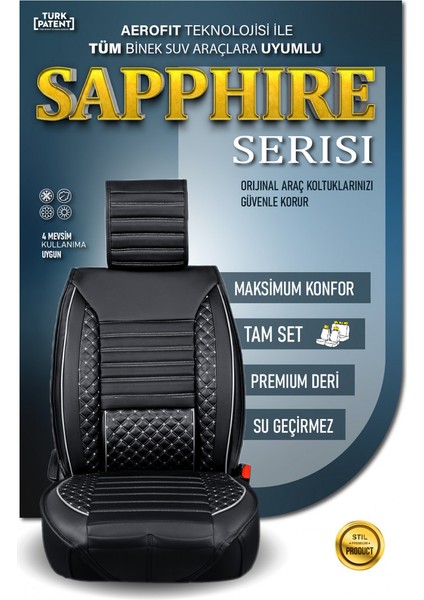 hyundai I40 Yeni Lüx Deri Oto Koltuk Kılıfı Ön Arka Takım Elit Serisi Siyah Beyaz modelleri