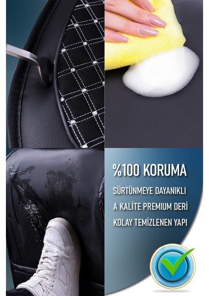 honda Accord Lüx Deri Oto Koltuk Kılıfı Ön Arka Takım Elit Serisi Siyah Beyaz