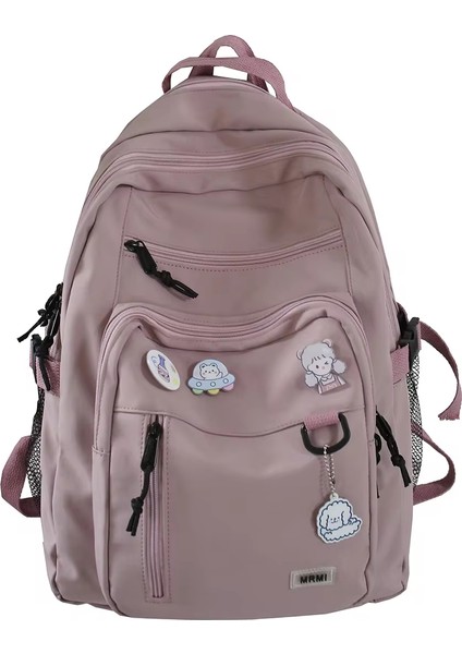 Moda Üniversite Öğrencisi Sırt Çantası Yeni Rozet Kanvas Sırt Çantası Kız Okul Çantası Büyük Kapasiteli Kadın Sırt Çantası Kadın Sevimli Rahat Seyahat Mochila (Yurt Dışından)