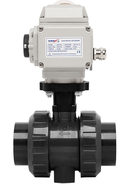 Ø90 24V Dc Elektrik Aktüatörlü U-Pvc Küresel Vana Asit İçin modelleri