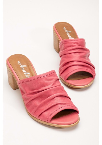 Kadın Kırışık Topuklu Terlik Pembe modelleri