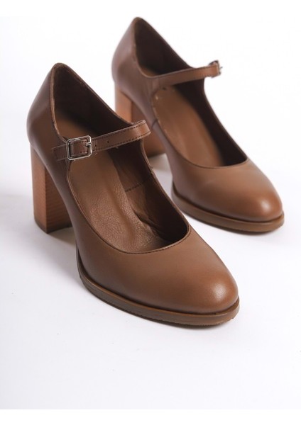 Kadın Bantlı Topuklu Ayakkabı Ceviz indirimleri