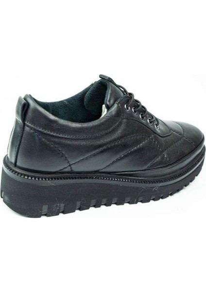 Bağcıklı Dolgu Taban Rahat Siyah Deri Günlük Kadın Ayakkabı 7667 fiyatları