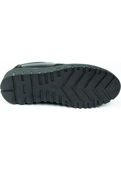Bağcıklı Dolgu Taban Rahat Siyah Deri Günlük Kadın Ayakkabı 7667 indirimleri
