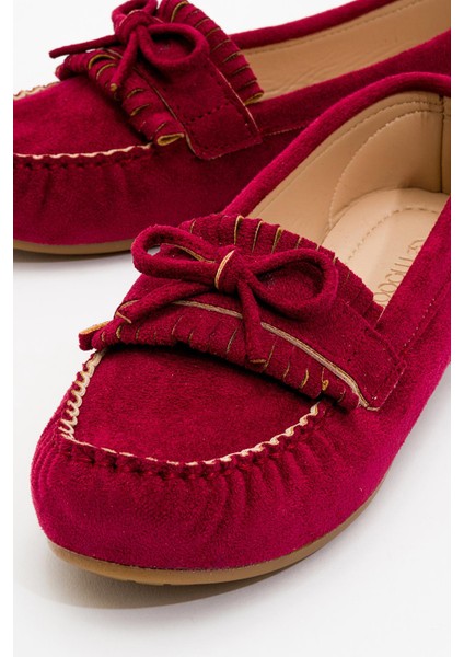 Kadın Püsküllü Babet Bordo Süet modelleri