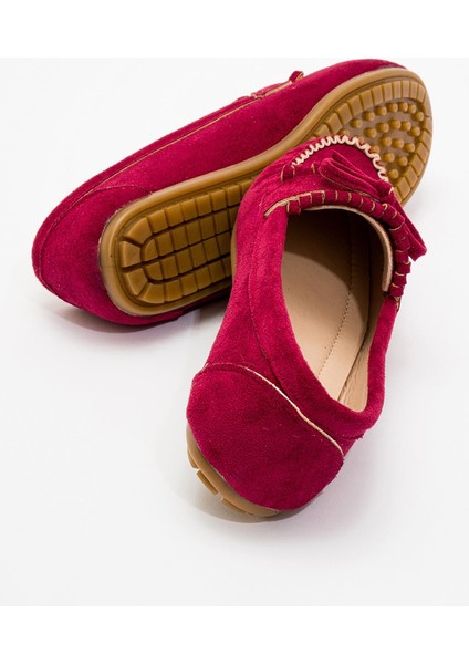 Kadın Püsküllü Babet Bordo Süet fırsatları