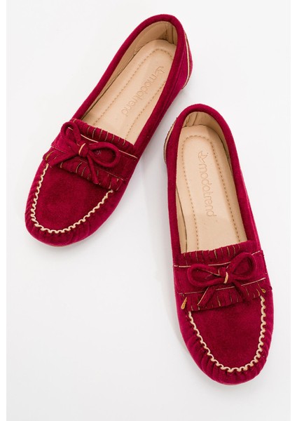 Kadın Püsküllü Babet Bordo Süet indirimleri