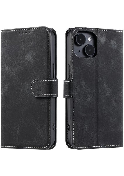 IPhone 15 Için Flip Case Artı Cüzdan Kart Yuvaları Kickstand Bilek Kayışı Pu (Yurt Dışından)