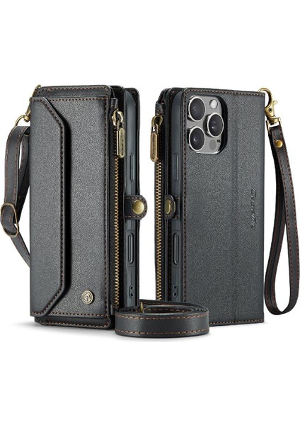 IPhone 16 Için Crossbody Durumda Pro Max Rfıd Engelleme Durumda Cüzdan Kart Tutucu (Yurt Dışından)