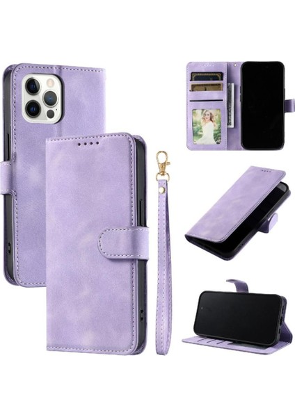 IPhone 12 Için Flip Case Pro Max Kickstand Bilek Kayışı Manyetik Cüzdan Kart (Yurt Dışından)