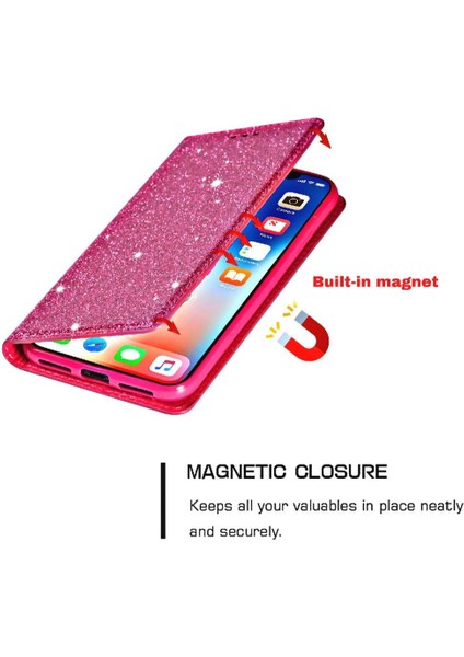 Glitter Flip Case IPhone 11 Pro Max Flip Case Cüzdan Kart Tutucu Pu (Yurt Dışından)