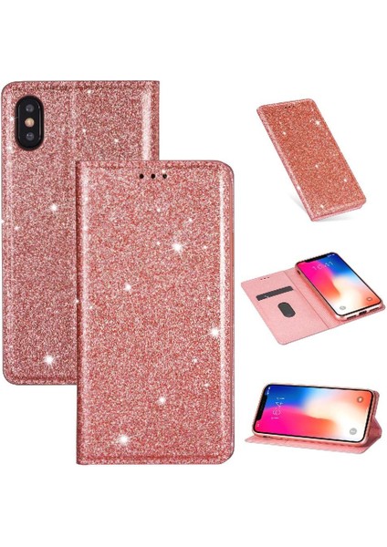IPhone Xr Manyetik Kapatma Flip Case Cüzdan Pu Kart Için Glitter Flip Case (Yurt Dışından)