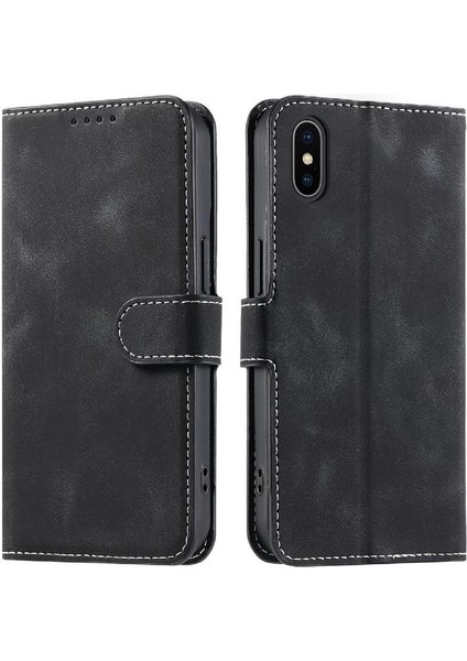 IPhone Xs Max Manyetik Cüzdan Kart Yuvaları Için Flip Case Bilek Kayışı Pu (Yurt Dışından)