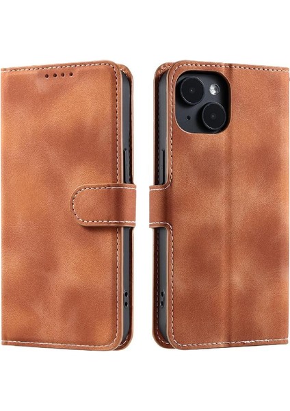 IPhone 14 Için Flip Case Artı Bilek Kayışı Manyetik Cüzdan Kart Yuvaları Pu (Yurt Dışından)