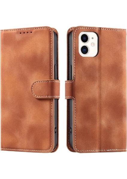 IPhone 12 Mini Bilek Kayışı Manyetik Pu Deri Kickstand Için Flip Case (Yurt Dışından)