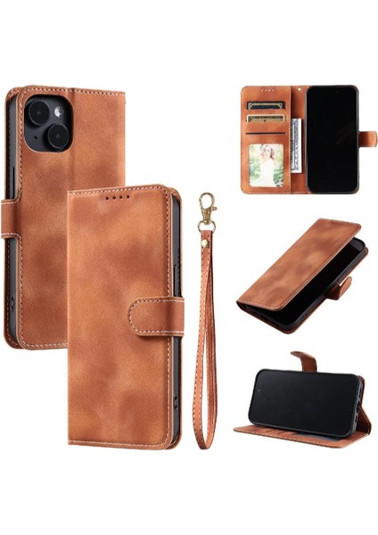 IPhone 13 Mini Cüzdan Kart Yuvaları Için Flip Case Pu Deri Kickstand Bilek (Yurt Dışından)