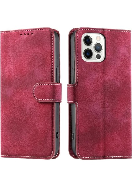 IPhone 12 Için Flip Case Pro Max Kickstand Bilek Kayışı Manyetik Cüzdan Kart (Yurt Dışından)