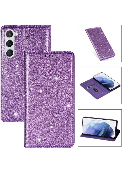 Samsung Galaxy S23 Için Glitter Flip Case Pu Deri Kart Tutucu Flip Case (Yurt Dışından)