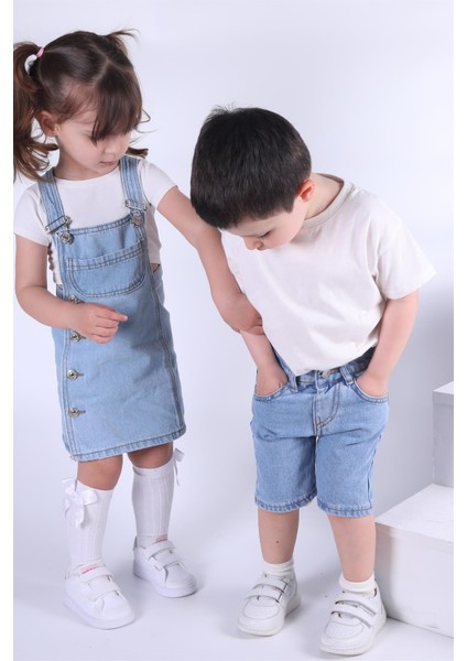 Kot Şort Unisex Mavi