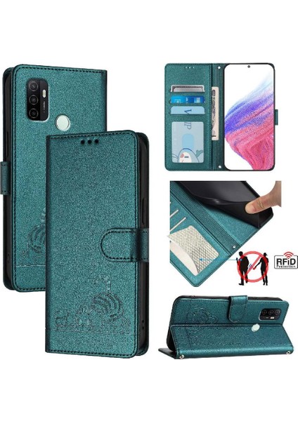 Oppo A53 4G/A53S 4g Kedi Rfıd Kart Yuvası Tutucu Kickstand Cüzdan (Yurt Dışından) indirimleri