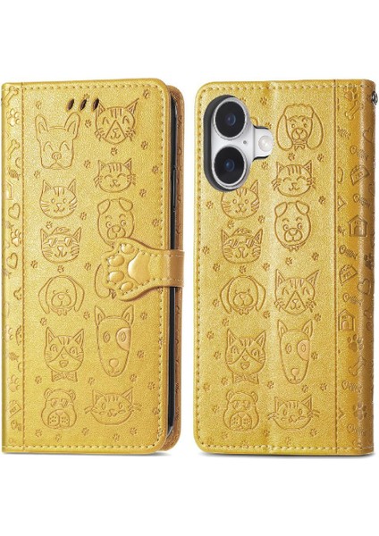 IPhone 16 Için Kılıf Kısa Kayış Deri Kılıf Kapak Kapak Karikatür Hayvanlar (Yurt Dışından) fiyatları