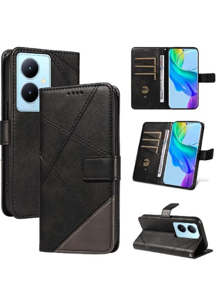 Vıvo V29 Lite Deri Telefon Koruma Kılıfı ve Kart Yuvası Için Flip Case (Yurt Dışından)