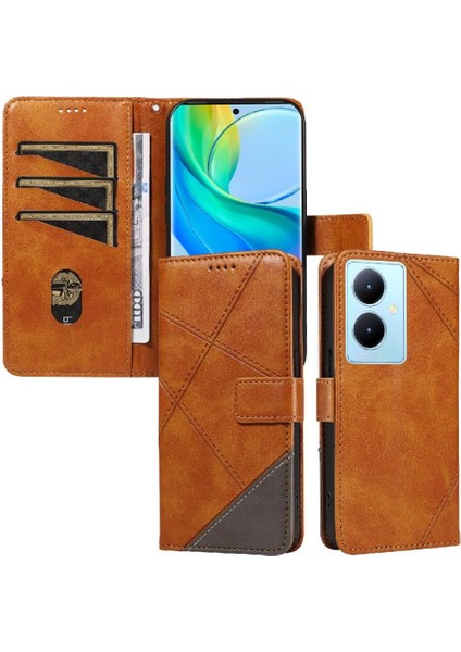 Vıvo V29 Lite Deri Telefon Koruma Kılıfı ve Kart Yuvası Için Flip Case (Yurt Dışından)