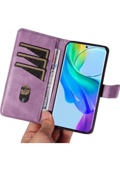 Vıvo V29 Lite Deri Telefon Koruma Kılıfı ve Kart Yuvası Için Flip Case (Yurt Dışından)