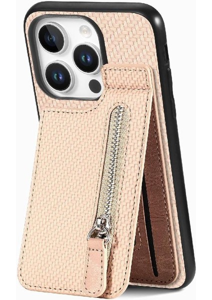 IPhone 16 Için Kılıf Pro Max Fermuar Manyetik Araç Montaj Crad Yuvası Standı Cüzdan (Yurt Dışından)