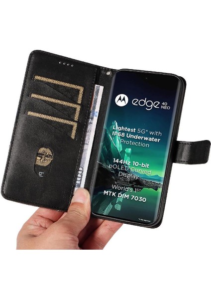 Motorola Kenar 40 Neo ve Kart Yuvası Yüksek Kaliteli Deri Çanta Için Flip Case (Yurt Dışından) modelleri