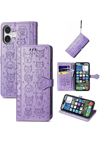 IPhone 16 Için Kılıf Artı Kapak Kapak Kılıf Karikatür Hayvanlar Kısa (Yurt Dışından)