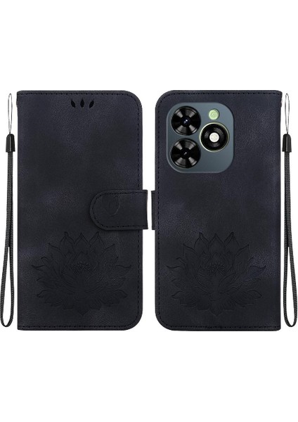 Tecno Spark 20C Kickstand Için Kickstand Kabartma Lotus Çiçek Flip Case (Yurt Dışından)
