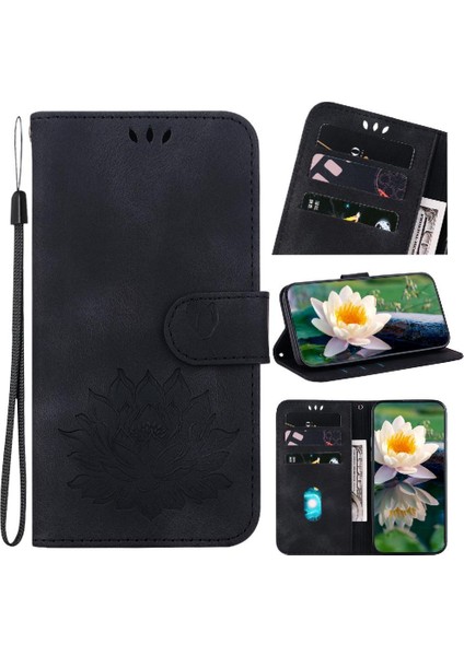 Tecno Spark 20C Kickstand Için Kickstand Kabartma Lotus Çiçek Flip Case (Yurt Dışından)
