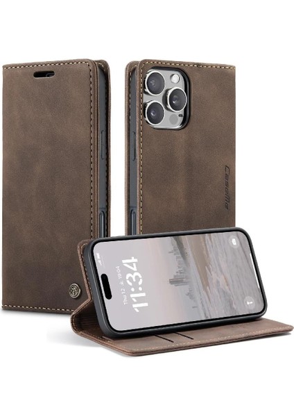 IPhone 16 Için Flip Case Pro Max Durumda Kart Yuvası Kickstand Flip Folio Kitap (Yurt Dışından)
