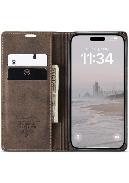IPhone 16 Için Flip Case Pro Max Durumda Kart Yuvası Kickstand Flip Folio Kitap (Yurt Dışından)