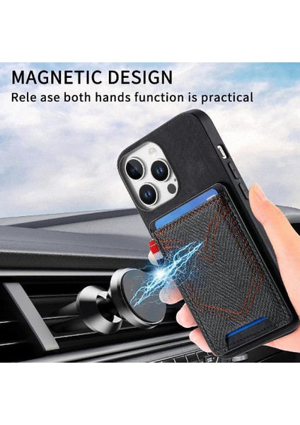 Iphone 16 Için Kılıf Pro Max Kot Cep Tasarım Manyetik Araç Montaj Crad (Yurt Dışından)