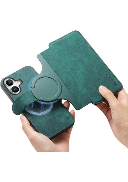Iphone 16 Için Flip Case Artı Kart Standı Cüzdan Mıknatıs Koruyucu Malzeme (Yurt Dışından)