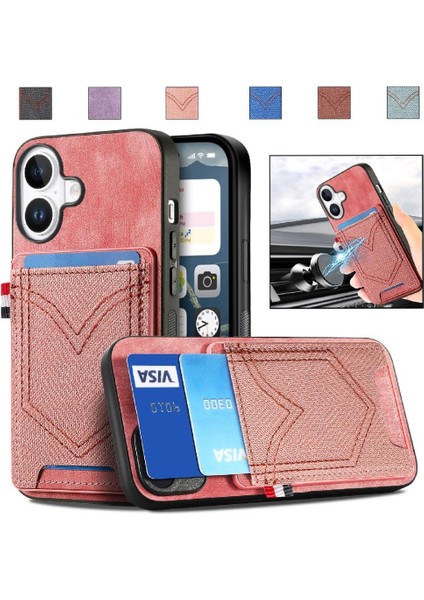 Iphone 16 Için Kılıf Artı Crad Yuvası Kot Cep Tasarım Manyetik Araç Montaj (Yurt Dışından)