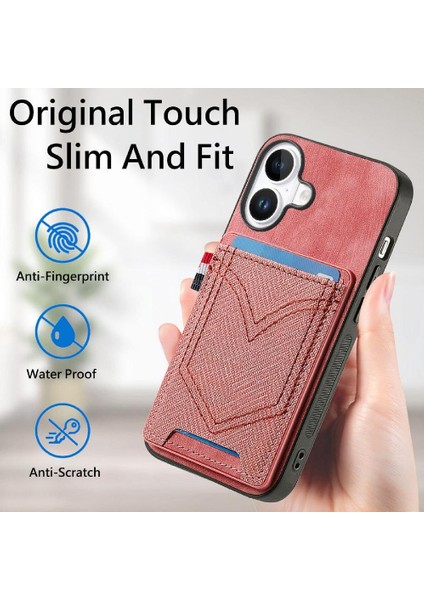 Iphone 16 Için Kılıf Artı Crad Yuvası Kot Cep Tasarım Manyetik Araç Montaj (Yurt Dışından)