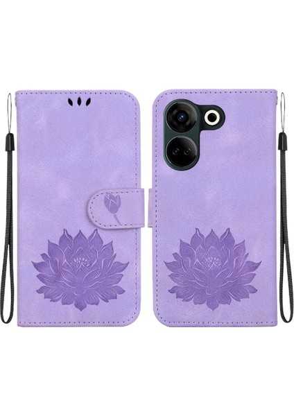 Tecno Camon 20 Kickstand Cüzdan Kickstand Manyetik Lotus Için Flip Case (Yurt Dışından)