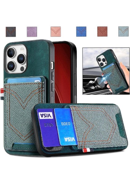 Iphone 16 Için Kılıf Pro Max Kot Cep Tasarım Manyetik Araç Montaj Crad (Yurt Dışından)