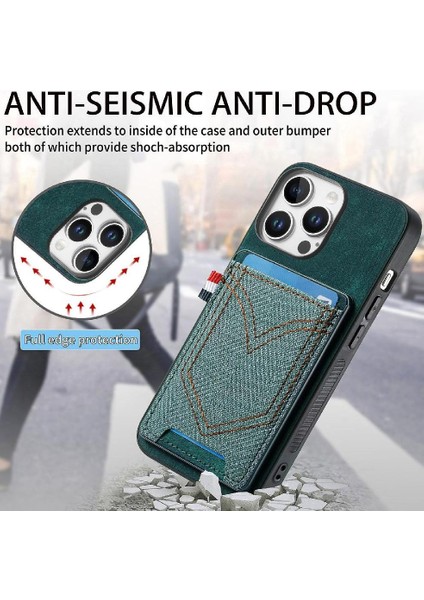 Iphone 16 Için Kılıf Pro Max Kot Cep Tasarım Manyetik Araç Montaj Crad (Yurt Dışından)