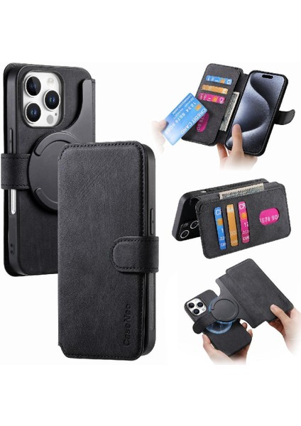 Iphone 16 Için Flip Case Pro Kart Standı Mıknatıs Koruyucu Malzeme Retro (Yurt Dışından)