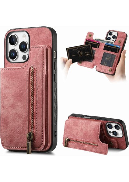 Iphone 16 Için Kılıf Pro Standı Fonksiyonu Katlanabilir Arka Kapak Vintage Fermuar (Yurt Dışından)