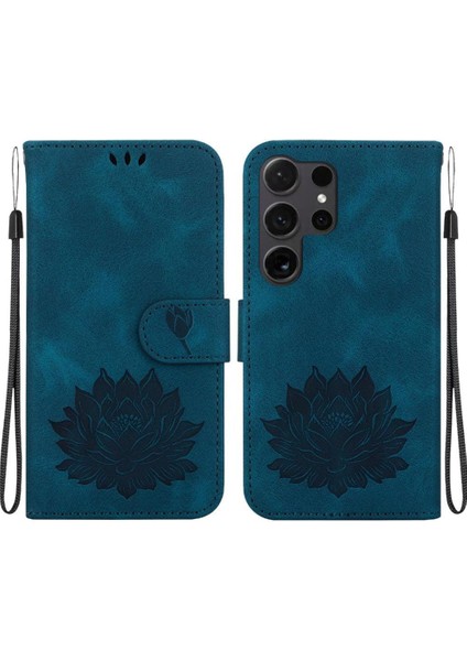 Samsung Galaxy S24 Ultra Kabartma Lotus Çiçek Cüzdan Için Flip Case (Yurt Dışından)