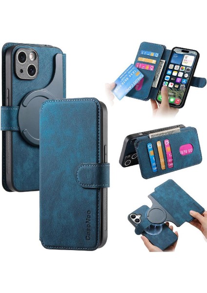 Iphone 16 Için Flip Case Artı Kart Standı Cüzdan Mıknatıs Koruyucu Malzeme (Yurt Dışından)