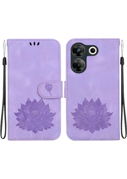 Tecno Camon 20 Pro 5g Kabartma Lotus Çiçek Kickstand Için Flip Case (Yurt Dışından)
