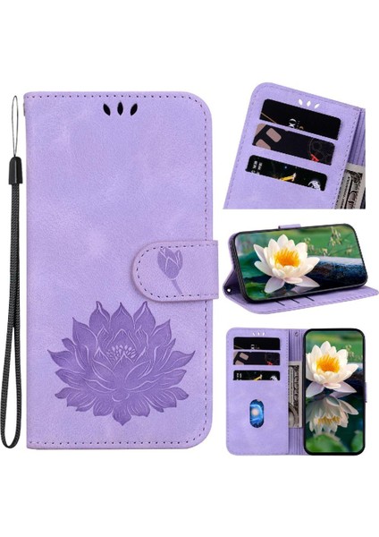 Tecno Camon 20 Pro 5g Kabartma Lotus Çiçek Kickstand Için Flip Case (Yurt Dışından)