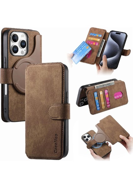 Iphone 16 Için Flip Case Pro Max Cüzdan Kart Standı Mıknatıs Koruyucu Retro (Yurt Dışından)